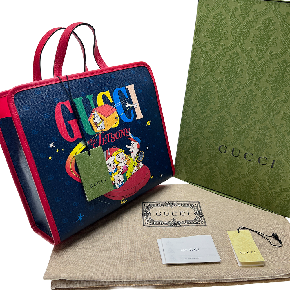 グッチ チルドレンズ トートバッグ ジェットソンズ ネイビー/レッド 605614