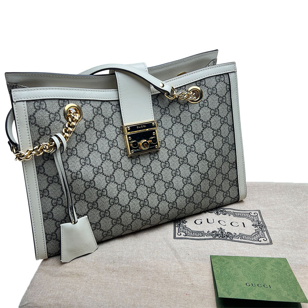 パドロック GG ミディアム チェーンショルダーバッグ ベージュ ゴールド金具 479197