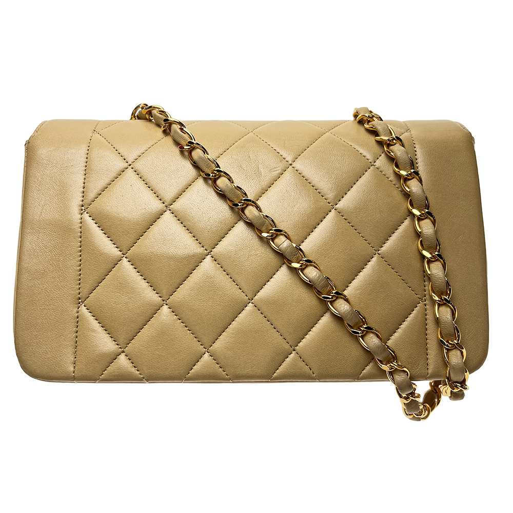 マトラッセ ダイアナ チェーンショルダー ベージュ ラムスキン