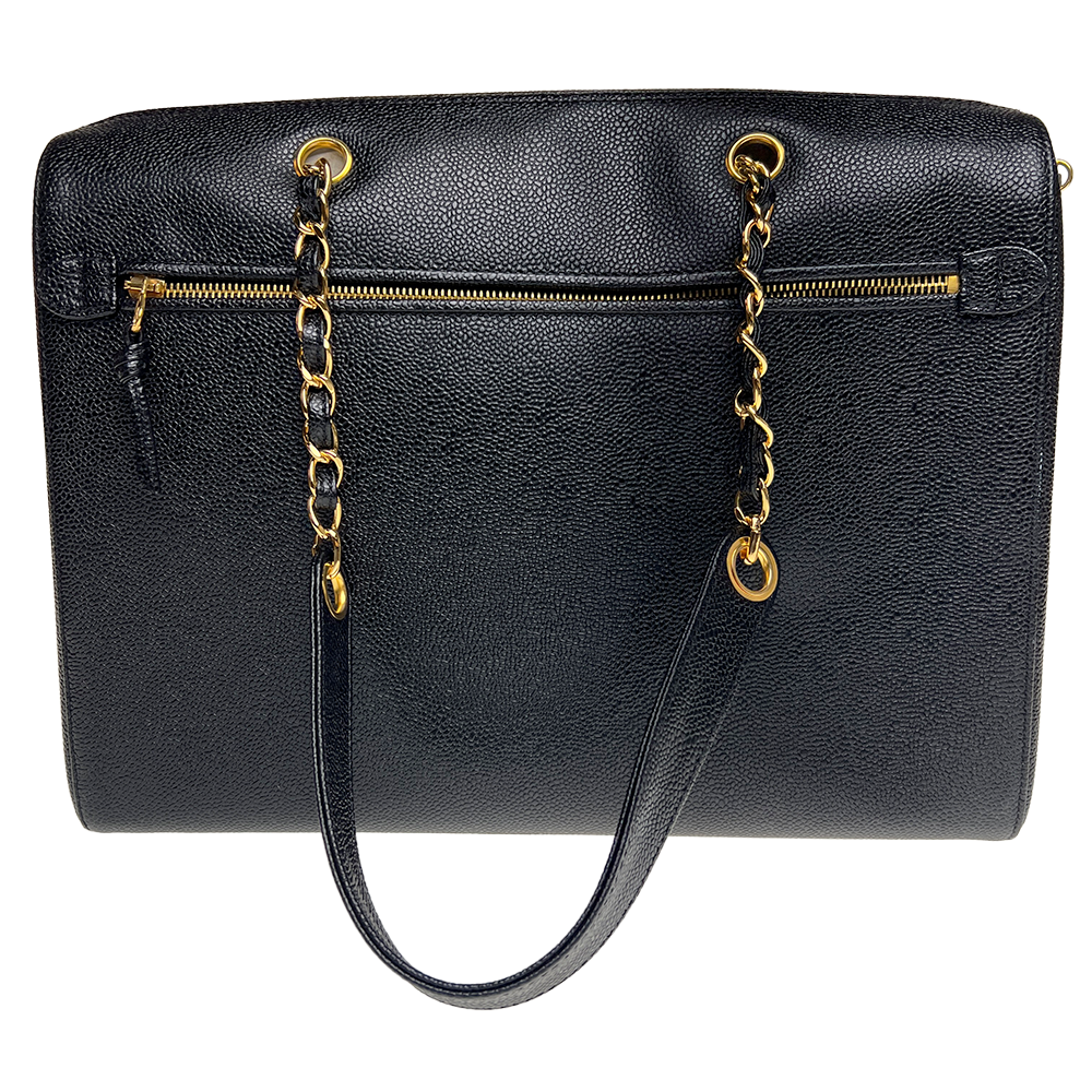 ココマーク チェーン ショルダーバッグ キャビアスキン レザー