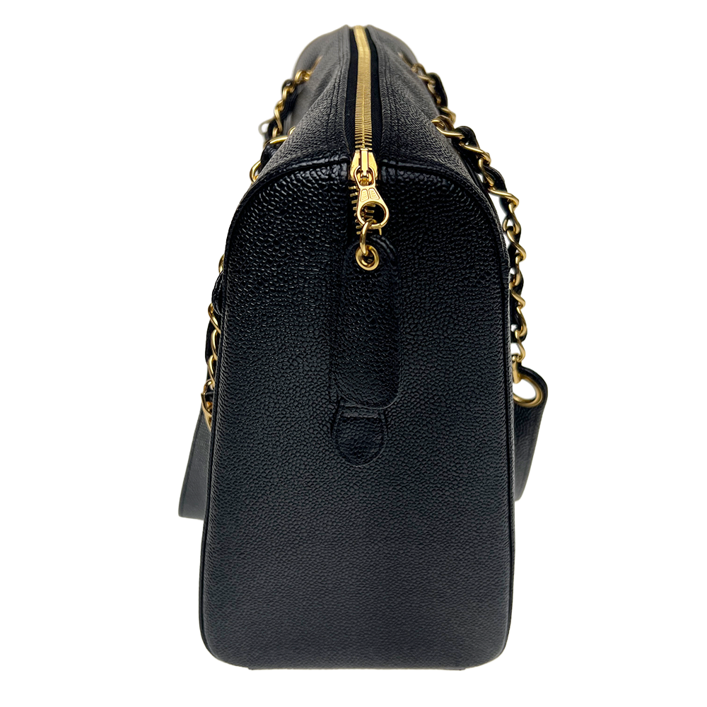 ココマーク チェーン ショルダーバッグ キャビアスキン レザー