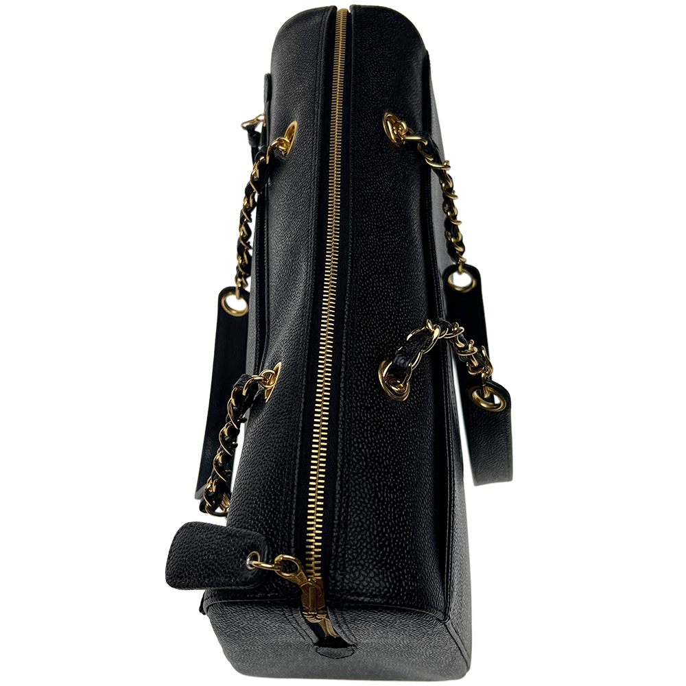 ココマーク チェーン ショルダーバッグ キャビアスキン レザー