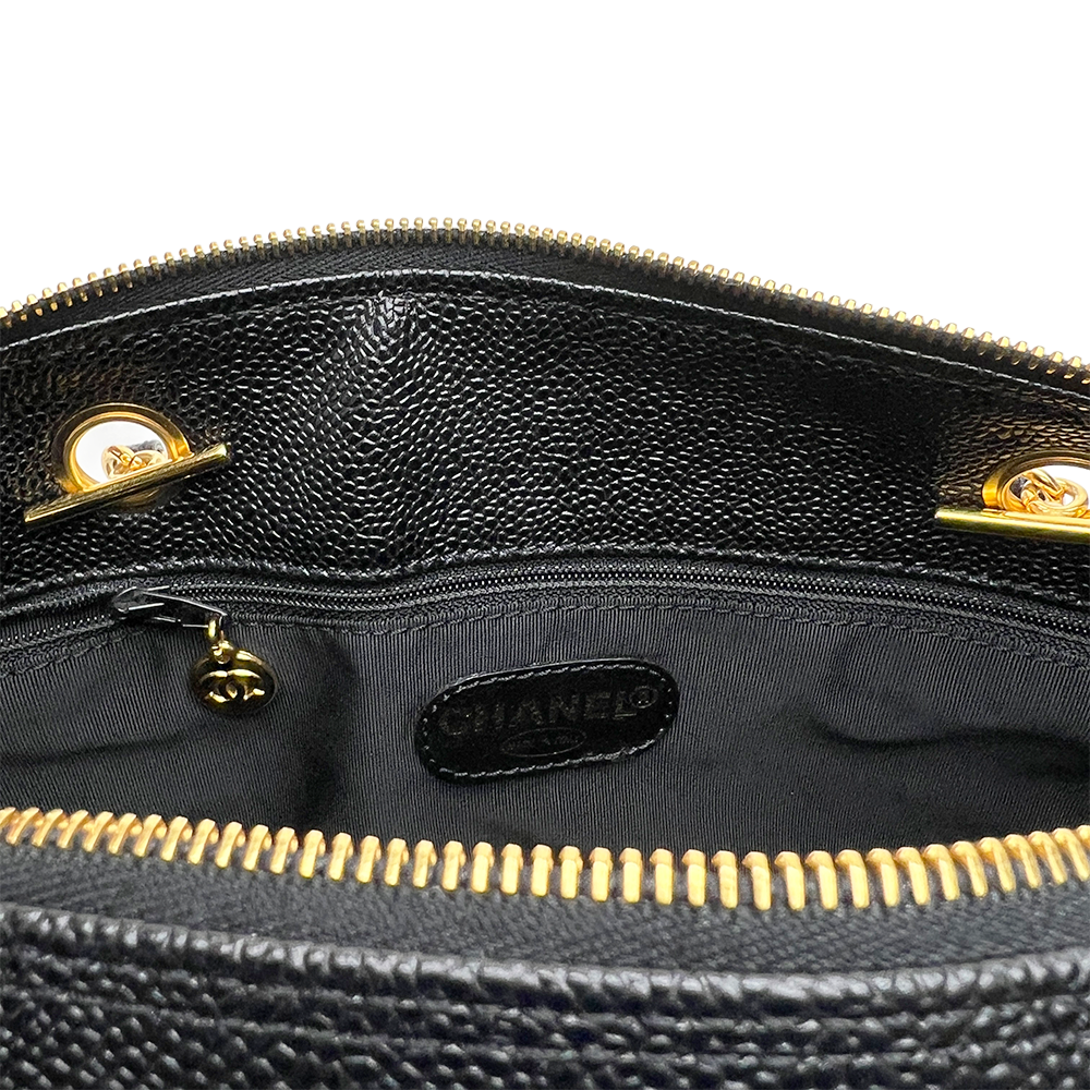 ココマーク チェーン ショルダーバッグ キャビアスキン レザー