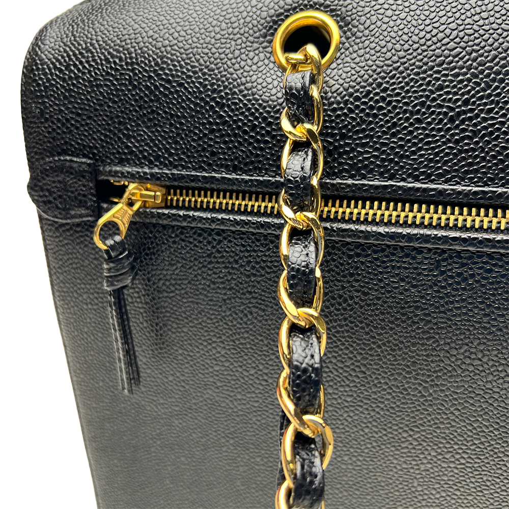 ココマーク チェーン ショルダーバッグ キャビアスキン レザー