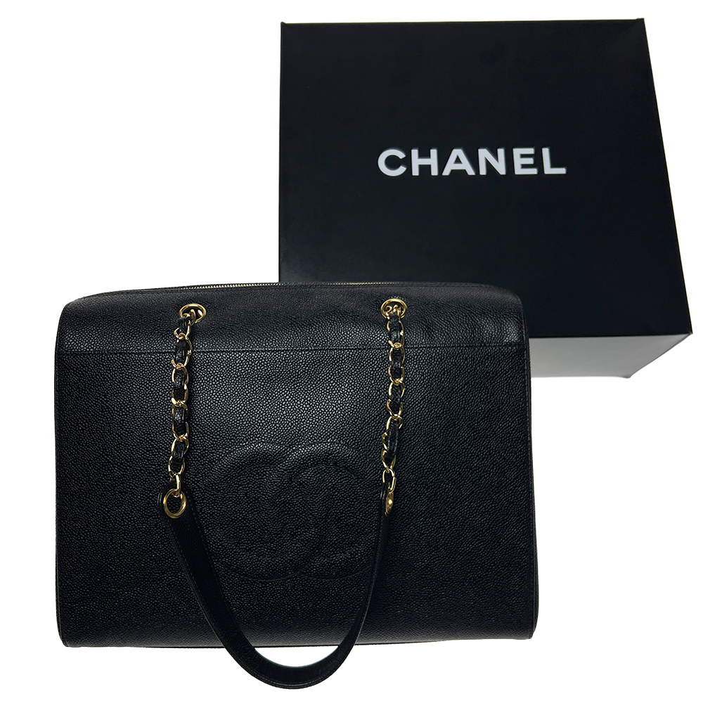 ココマーク チェーン ショルダーバッグ キャビアスキン レザー