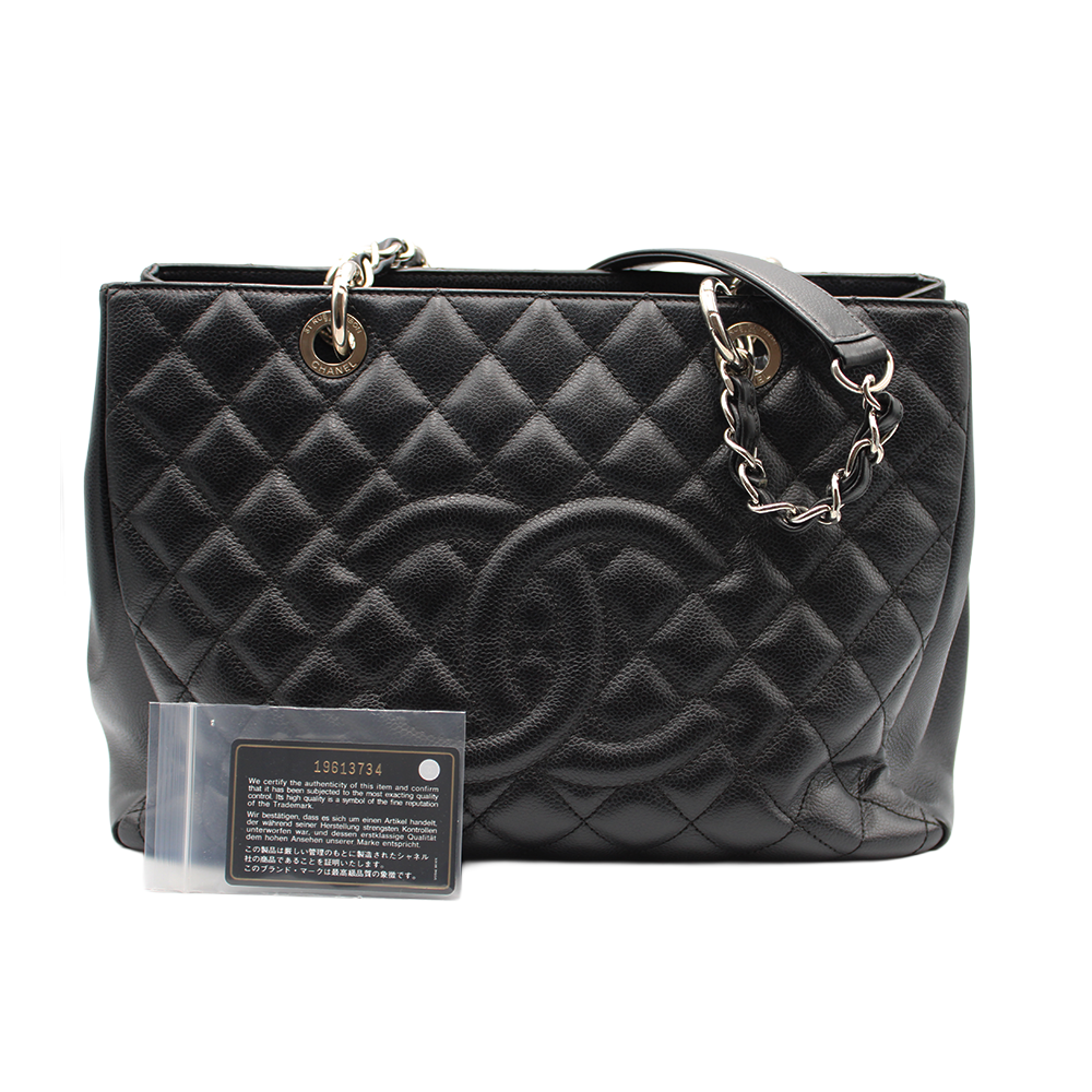 GST ラージチェーントートバッグ キャビンスキン ブラック