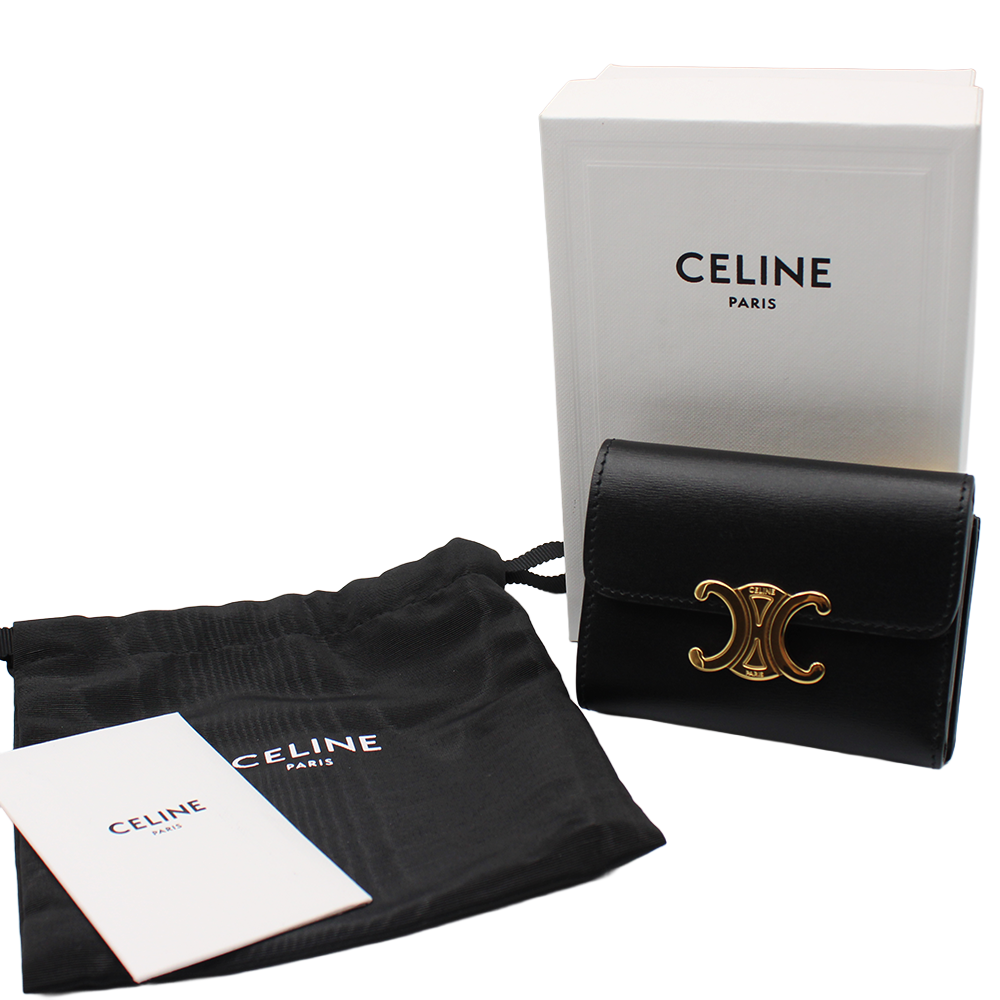 トリオンフ スモールフラップウォレット カーフスキン ブラック