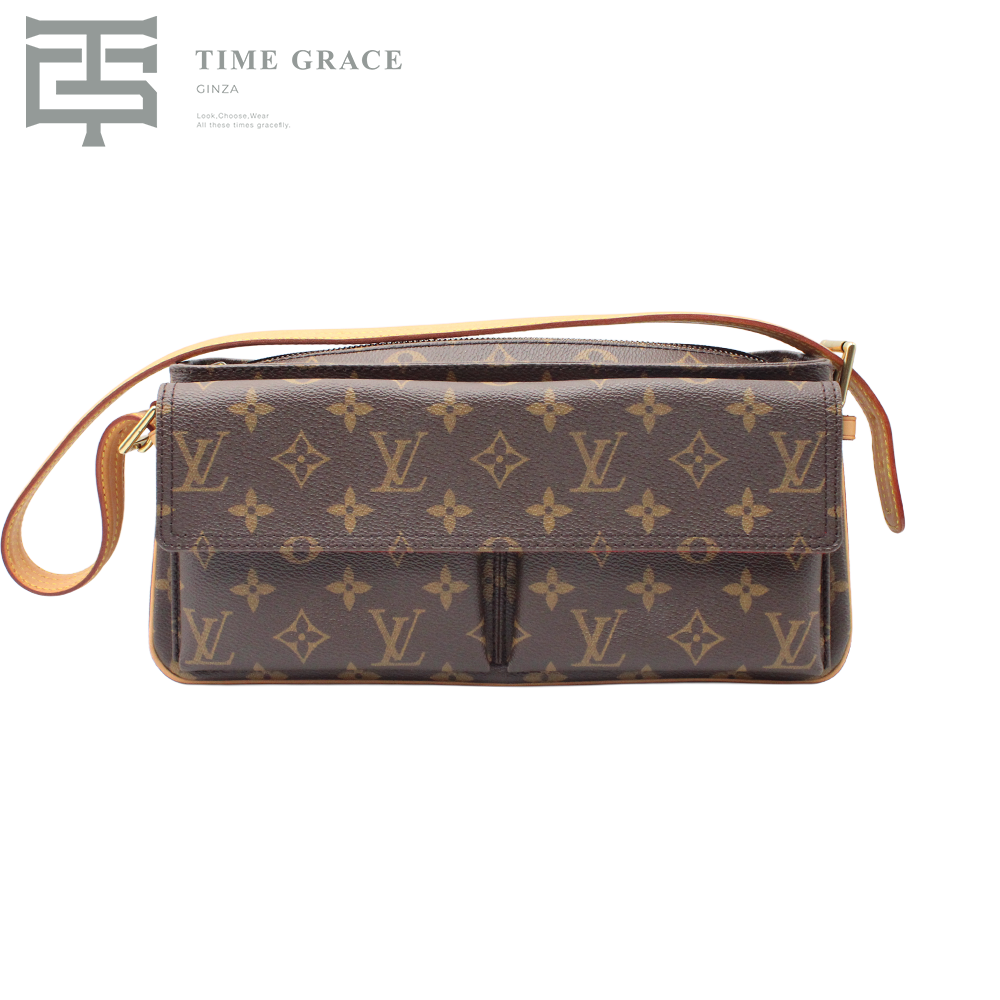 ヴィバシテMM モノグラム ショルダーバッグ バッグ PVCコーティングキャンバス レザー ブラウン系 M51164