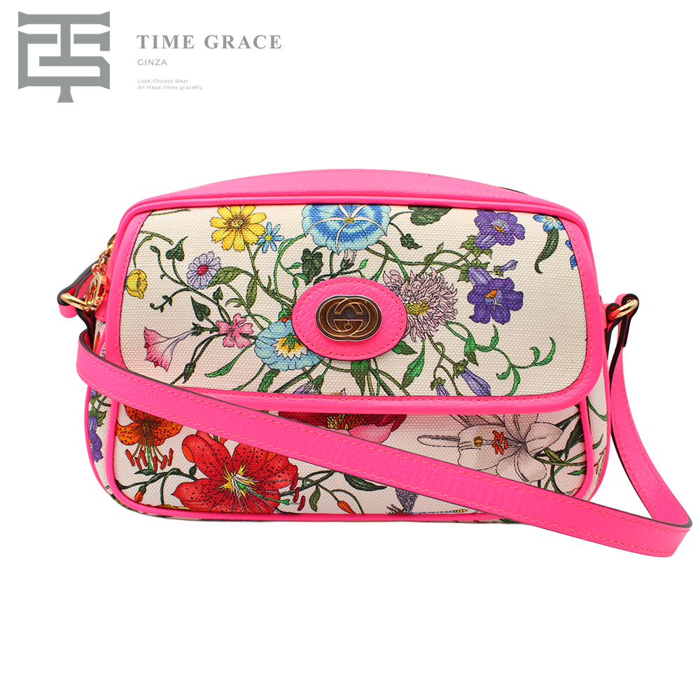 ラワーデザイン キャンバス レザー ビビットピンク マルチカラー