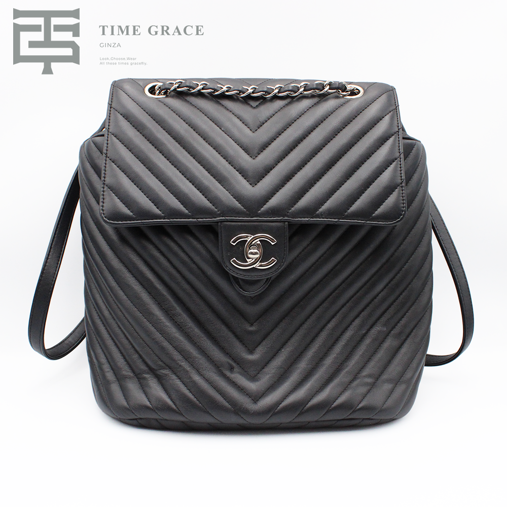 シャネル Vステッチ バックパック バッグ ラムスキン