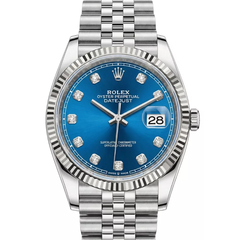 デイトジャスト 36 126234ブライトブルー10Pダイヤ ジュビリーブレス