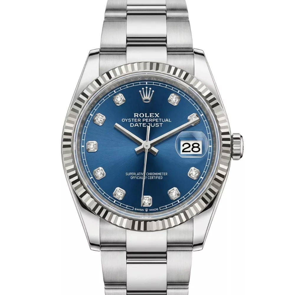 デイトジャスト 126234 ブライトブルー 10Pダイヤ オイスターブレス