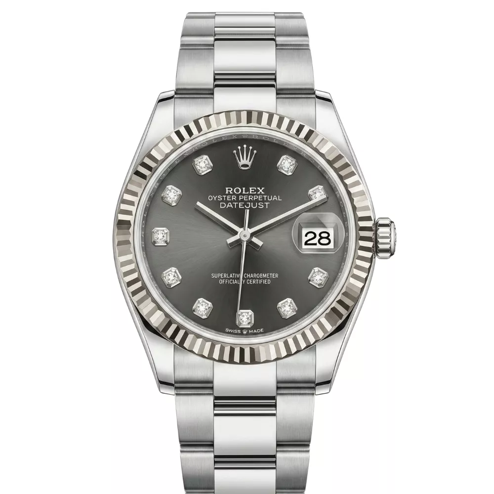 デイトジャスト 31 278274 ダークグレー 10Pダイヤ オイスターブレス