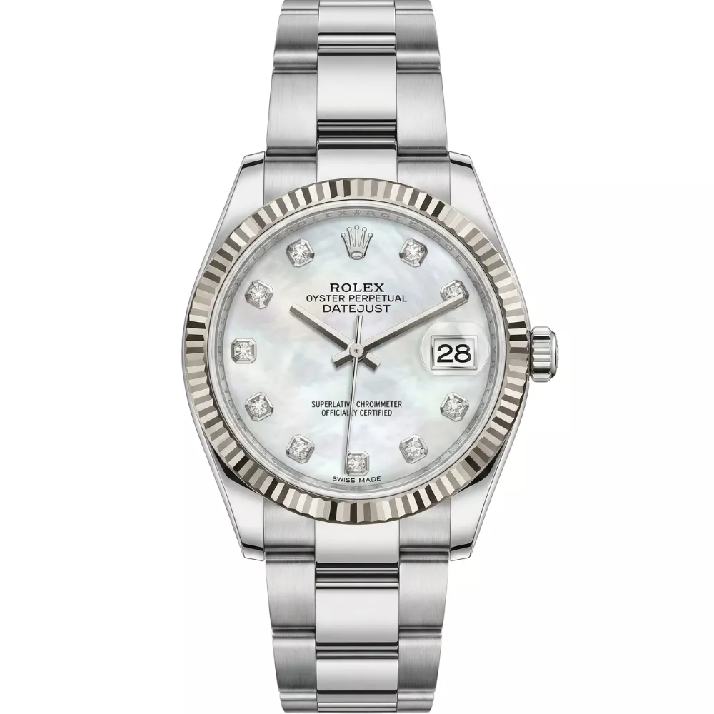 デイトジャスト 31 278274 ホワイトシェル 10Pダイヤ オイスターブレス