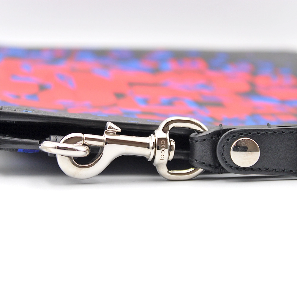 スクエア G スペース プリント ラウンドファスナー クラッチバッグ