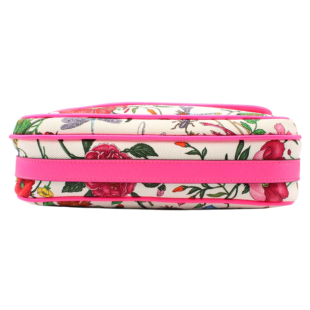 ラワーデザイン キャンバス レザー ビビットピンク マルチカラー