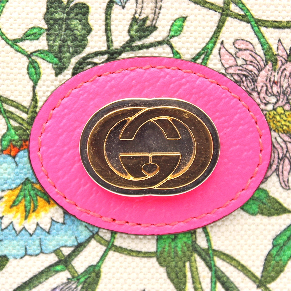 ラワーデザイン キャンバス レザー ビビットピンク マルチカラー