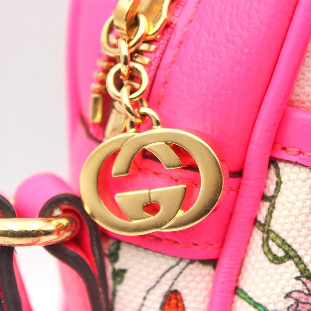 ラワーデザイン キャンバス レザー ビビットピンク マルチカラー