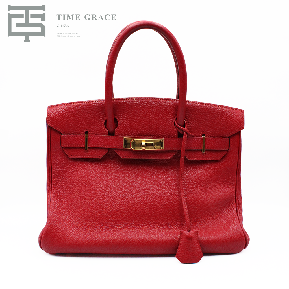 エルメス バーキン30 ルージュカザック トゴ ゴールド金具 ▢F刻