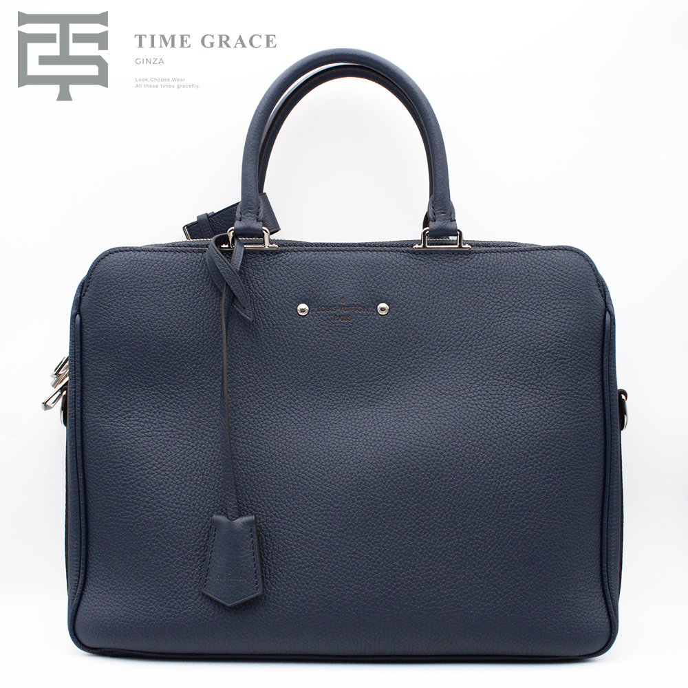 トリヨン アルマンドMM 2way ブリーフケース ビジネスバッグ ネイビー