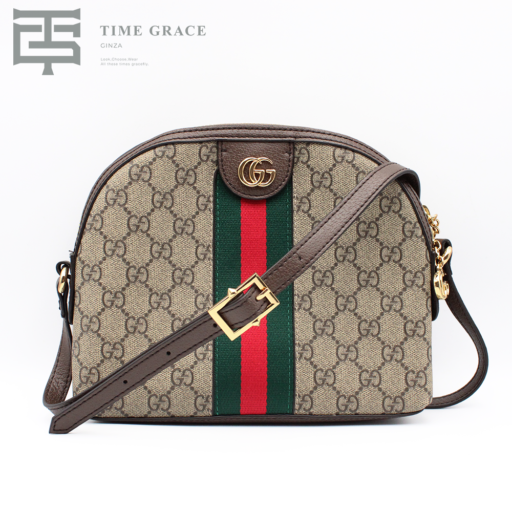 GGスプリーム オフィディア PVCxレザー ショルダーバッグ ブラウン  499621