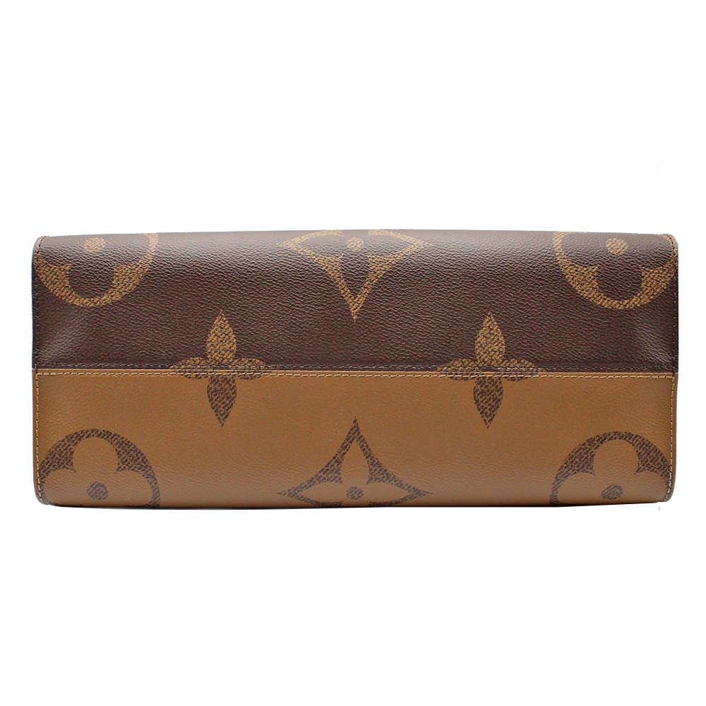 オンザゴーMM モノグラムジャイアント リバース トートバッグ バッグ PVCコーティングキャンバス レザー レディース ブラウン系