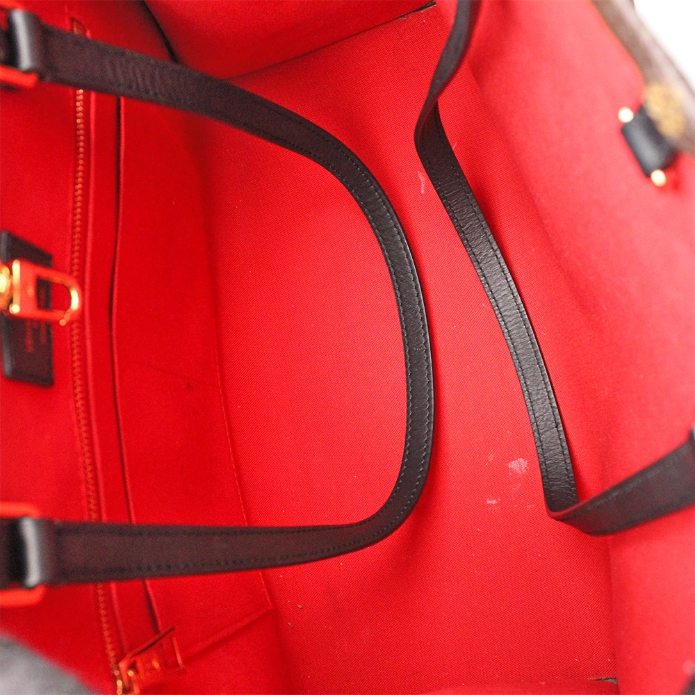 オンザゴーMM モノグラムジャイアント リバース トートバッグ バッグ PVCコーティングキャンバス レザー レディース ブラウン系