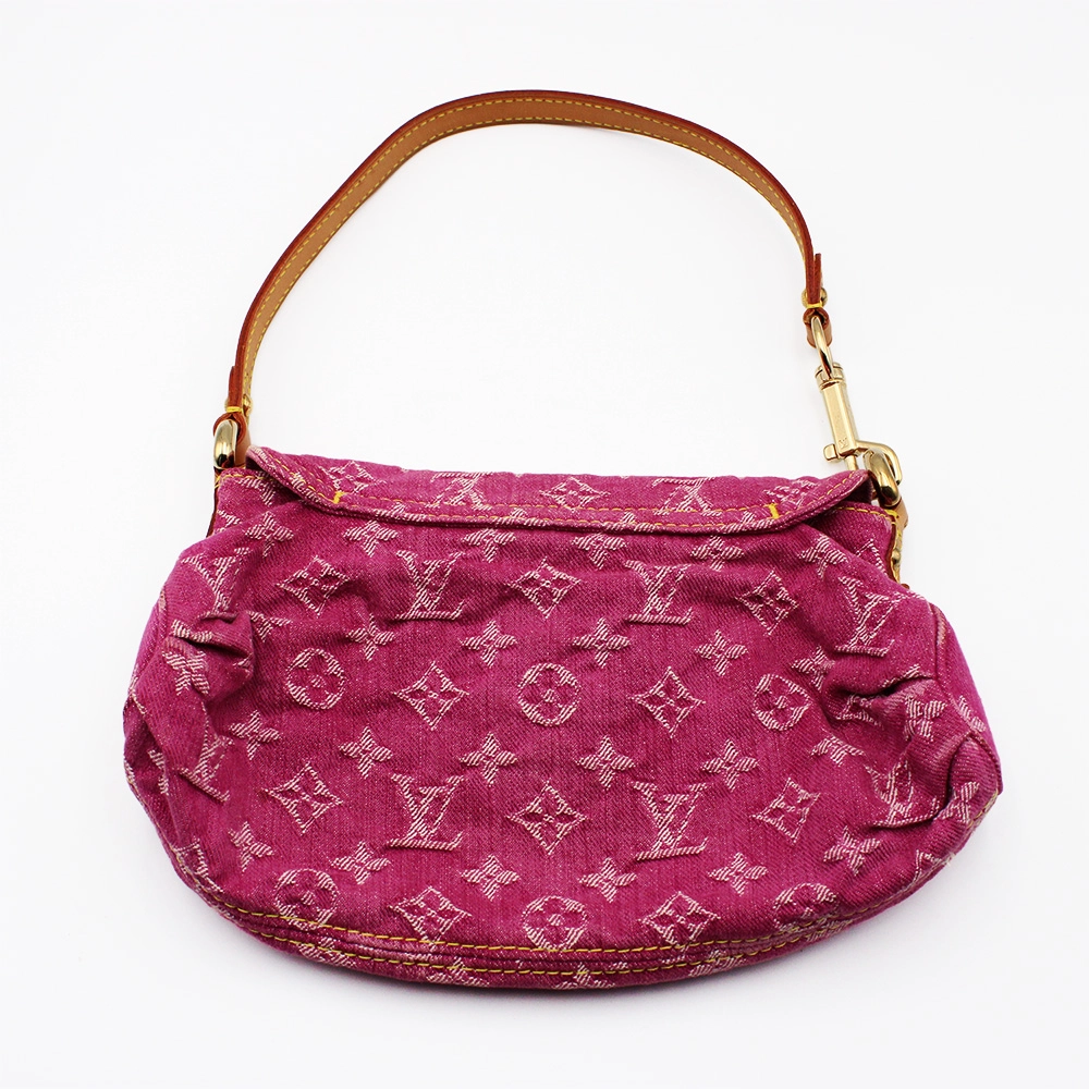 モノグラムデニム ミニプリーティ ハンドバッグ ショルダーバッグ ワンショルダー セミショルダー ピンク