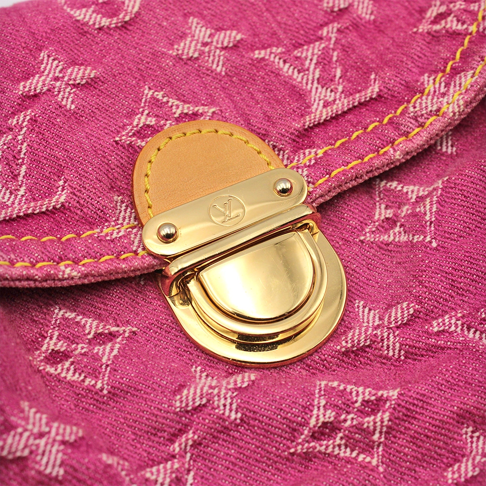 モノグラムデニム ミニプリーティ ハンドバッグ ショルダーバッグ ワンショルダー セミショルダー ピンク