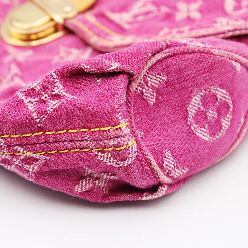 モノグラムデニム ミニプリーティ ハンドバッグ ショルダーバッグ ワンショルダー セミショルダー ピンク