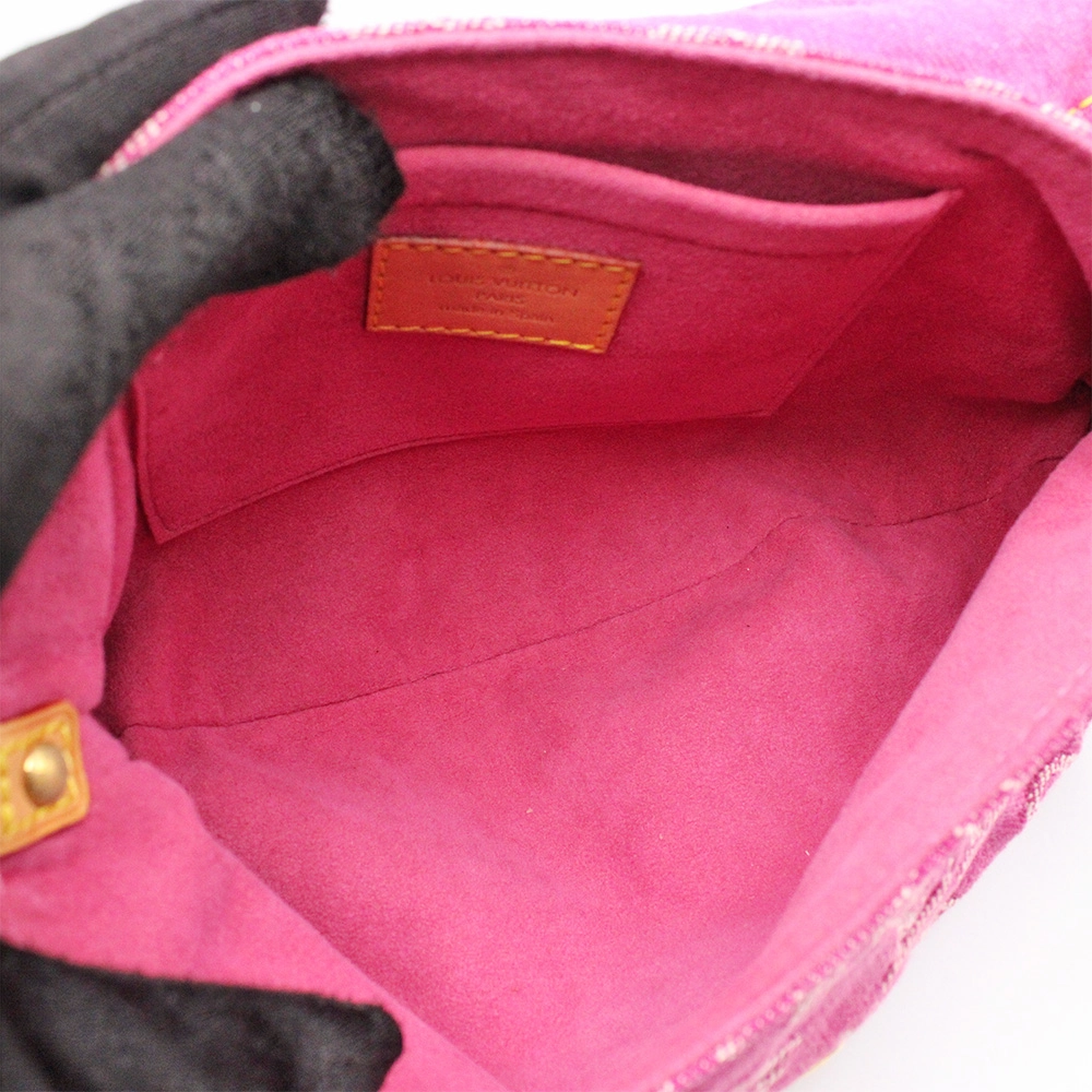 モノグラムデニム ミニプリーティ ハンドバッグ ショルダーバッグ ワンショルダー セミショルダー ピンク