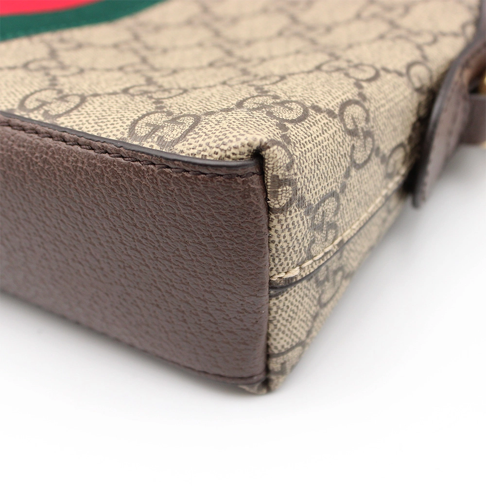 GGスプリーム オフィディア PVCxレザー ショルダーバッグ ブラウン  499621