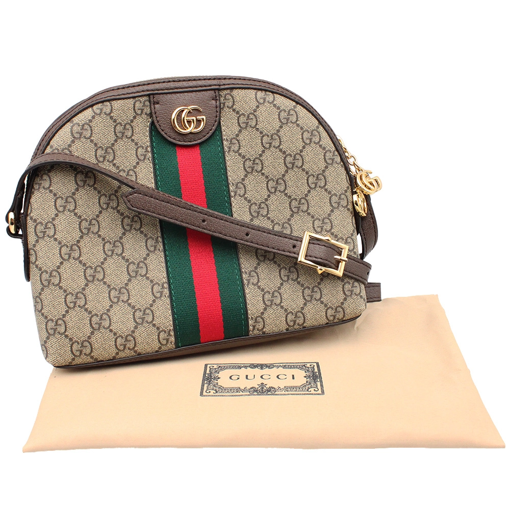 GGスプリーム オフィディア PVCxレザー ショルダーバッグ ブラウン  499621