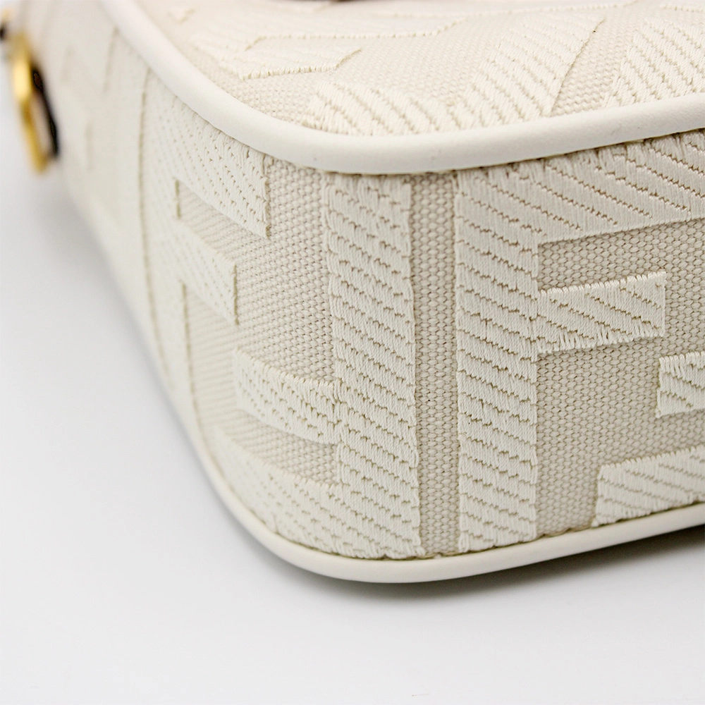 バゲット ハンドバッグ レディース ズッカ柄 グレージュ×ホワイト 8BR600