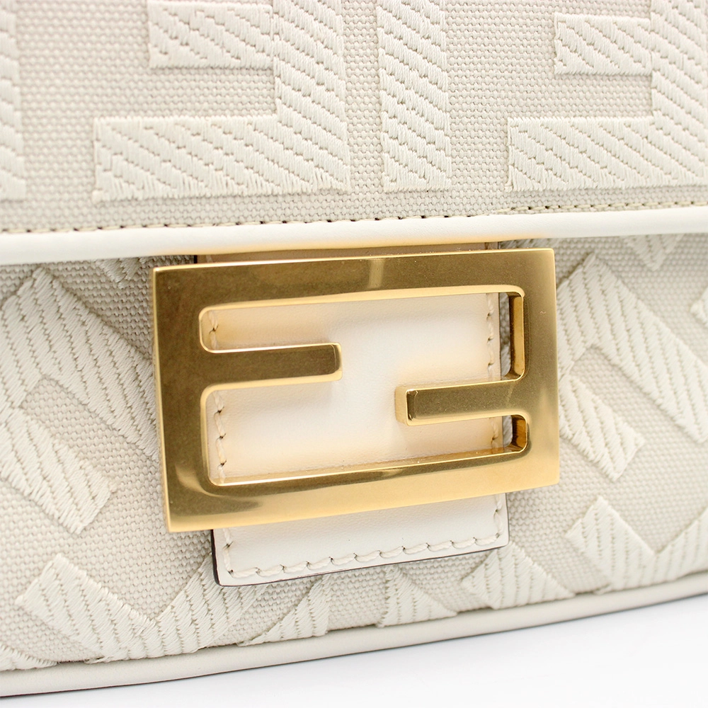 バゲット ハンドバッグ レディース ズッカ柄 グレージュ×ホワイト 8BR600