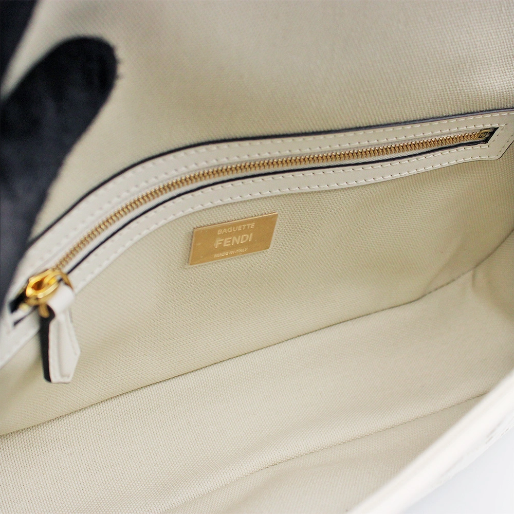 バゲット ハンドバッグ レディース ズッカ柄 グレージュ×ホワイト 8BR600