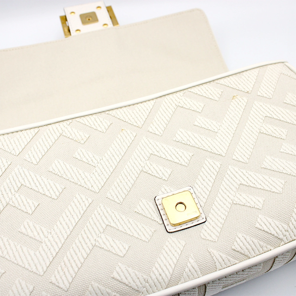 バゲット ハンドバッグ レディース ズッカ柄 グレージュ×ホワイト 8BR600