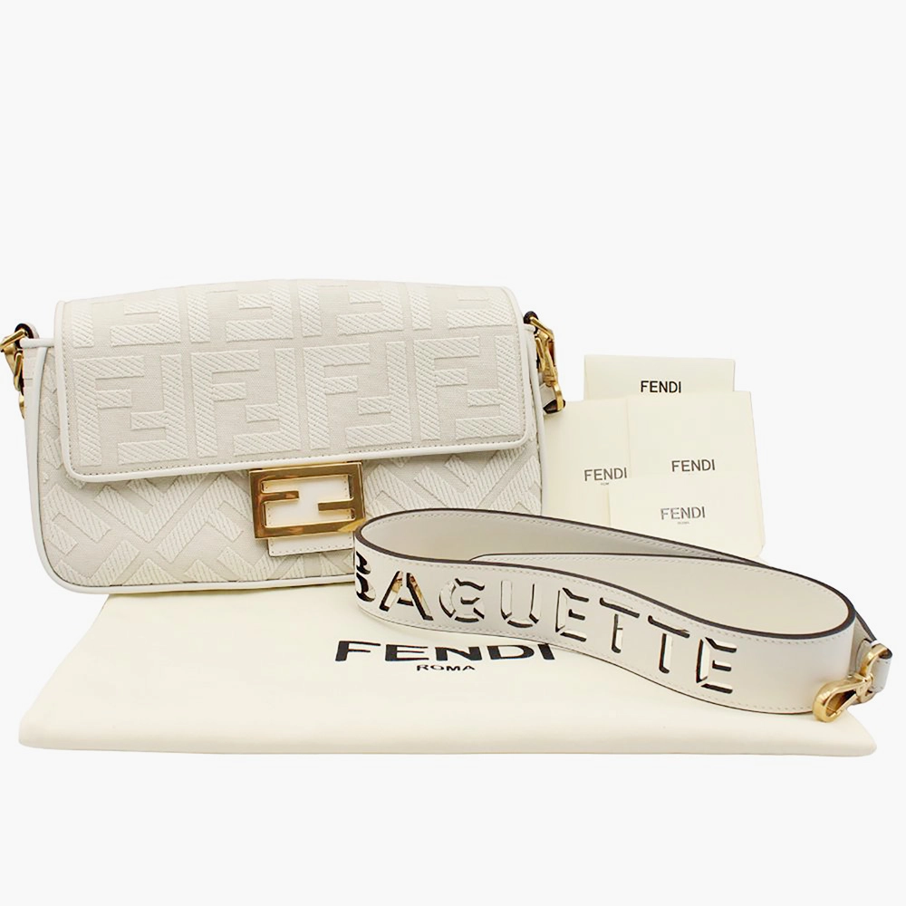 バゲット ハンドバッグ レディース ズッカ柄 グレージュ×ホワイト 8BR600