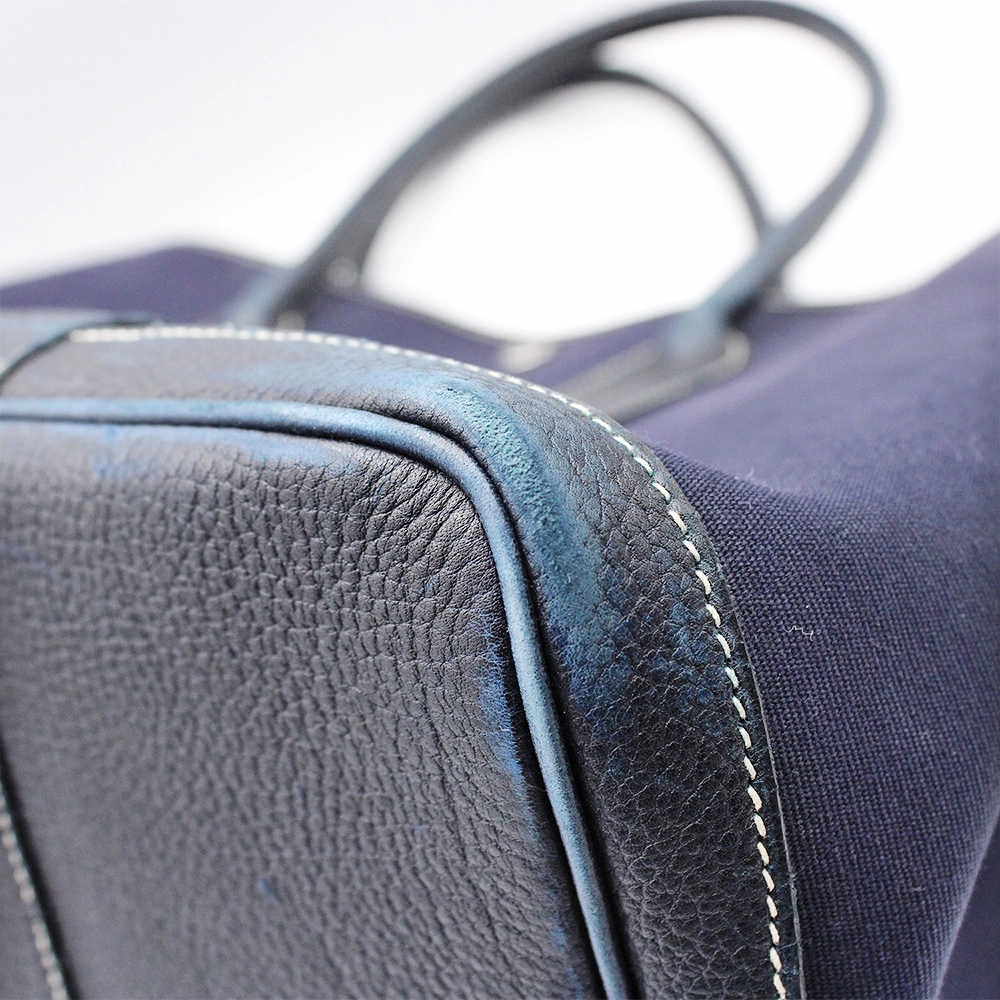 ガーデンパーティPM トートバッグ ハンドバッグ トワルオフィシエ キャンバス レザー ネイビー 紺 シルバー金具