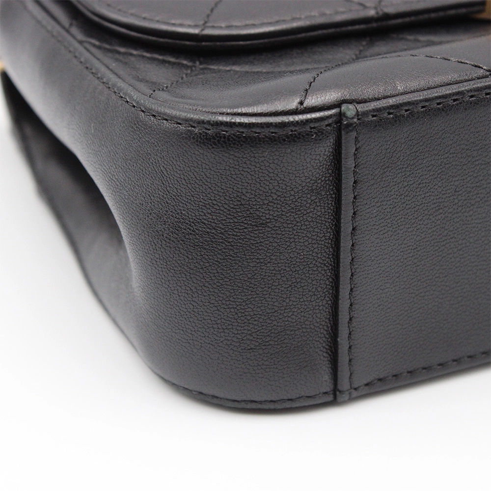 シャネル マトラッセ トップハンドル フラップバッグ 黒 ゴールド金具 レディース ラムスキン ショルダーバッグ