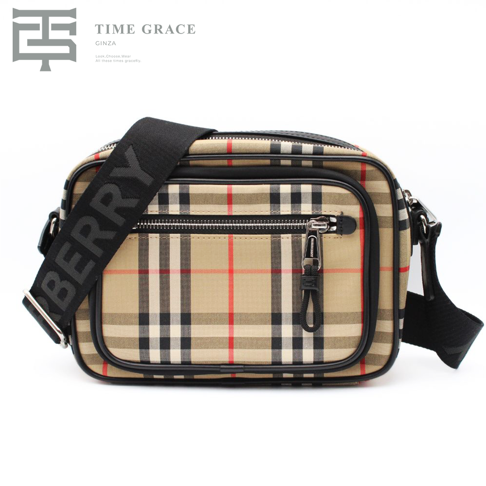 ヴィンテージチェック　クロスボディバッグ　ベージュ