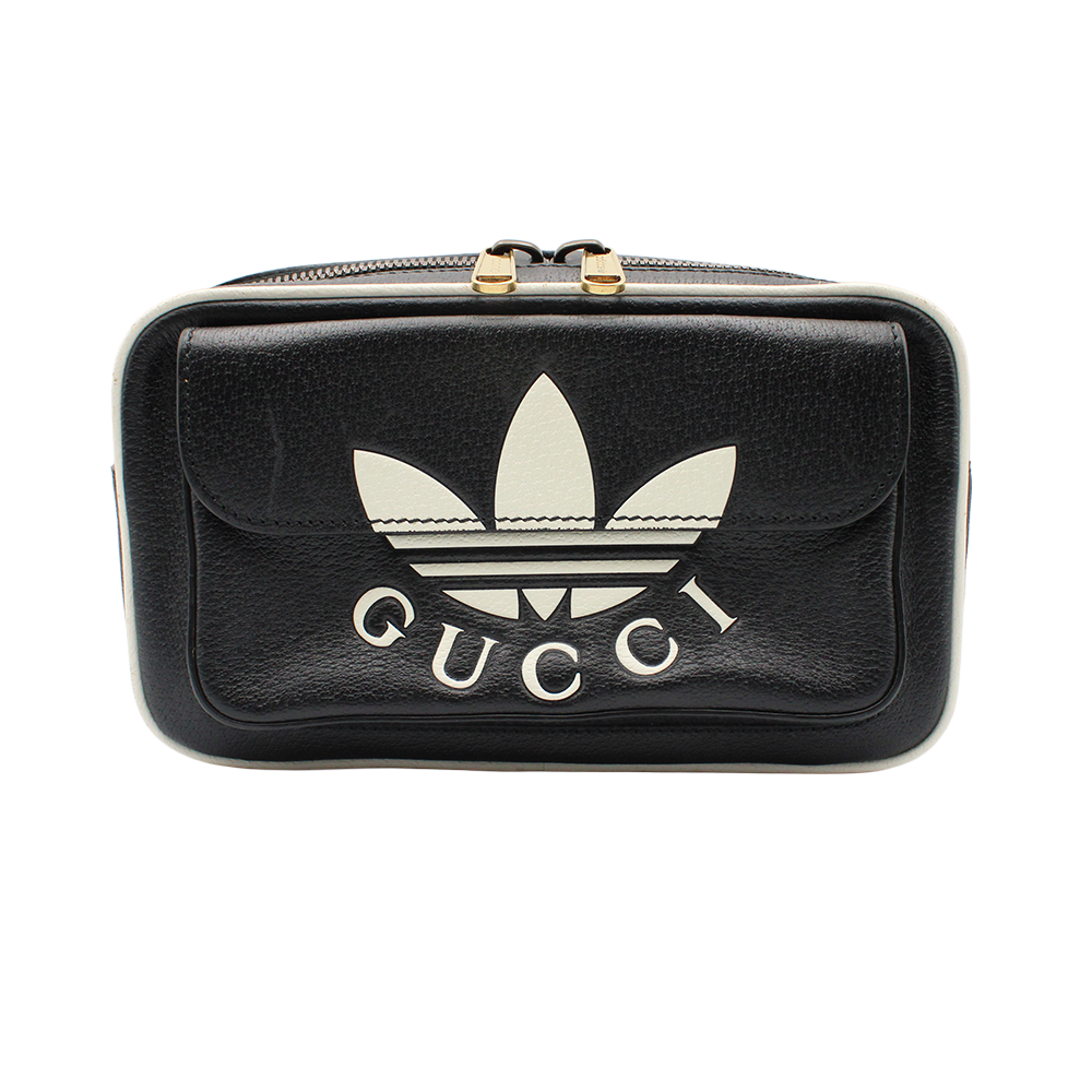 グッチ×アディダス　レザーボディバッグ　ブラック