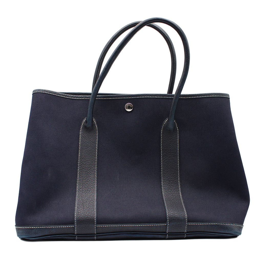 ガーデンパーティPM トートバッグ ハンドバッグ トワルオフィシエ キャンバス レザー ネイビー 紺 シルバー金具