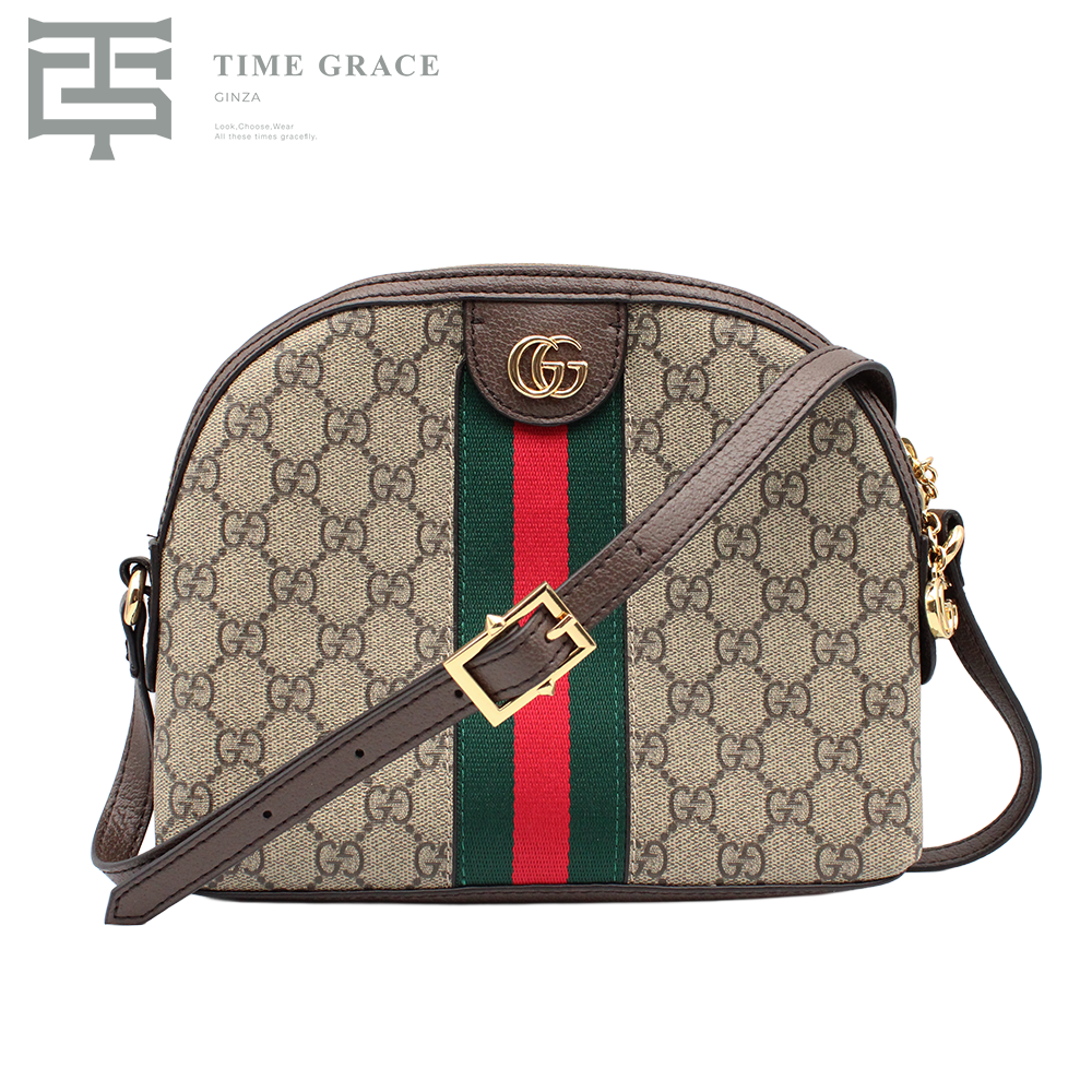 GGスプリーム オフィディア PVCxレザー ショルダーバッグ ブラウン  499621