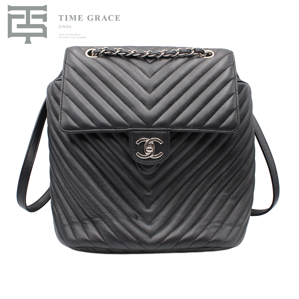 シャネル Vステッチ バックパック バッグ ラムスキン