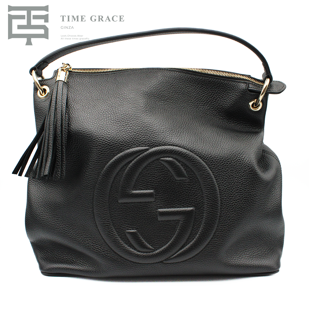 ソーホー フリンジ ショルダーバッグ 2WAY ワンショルダー セミショルダー レザー ブラック 黒 536194