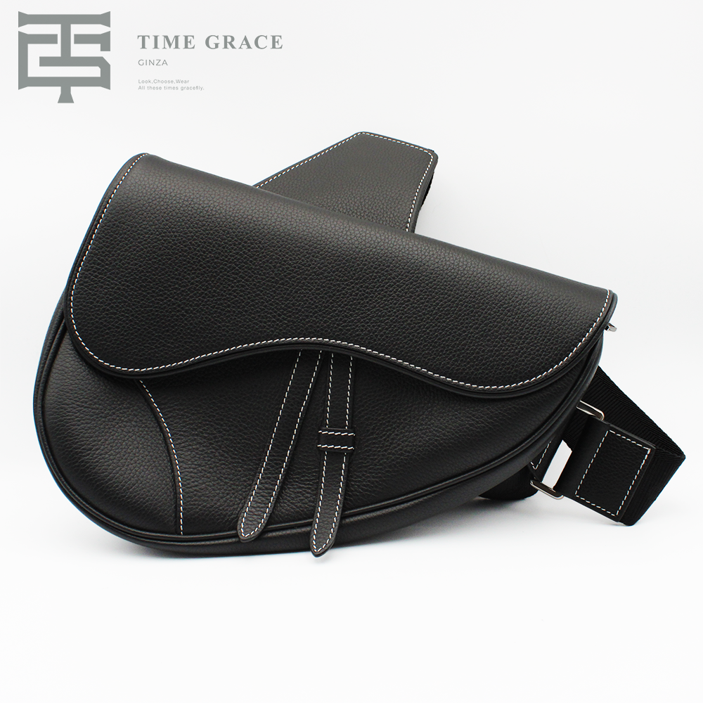 サドル ナイロン×レザー ショルダーバッグ ブラック