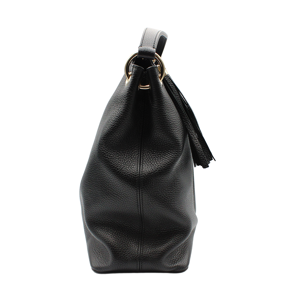 ソーホー フリンジ ショルダーバッグ 2WAY ワンショルダー セミショルダー レザー ブラック 黒 536194