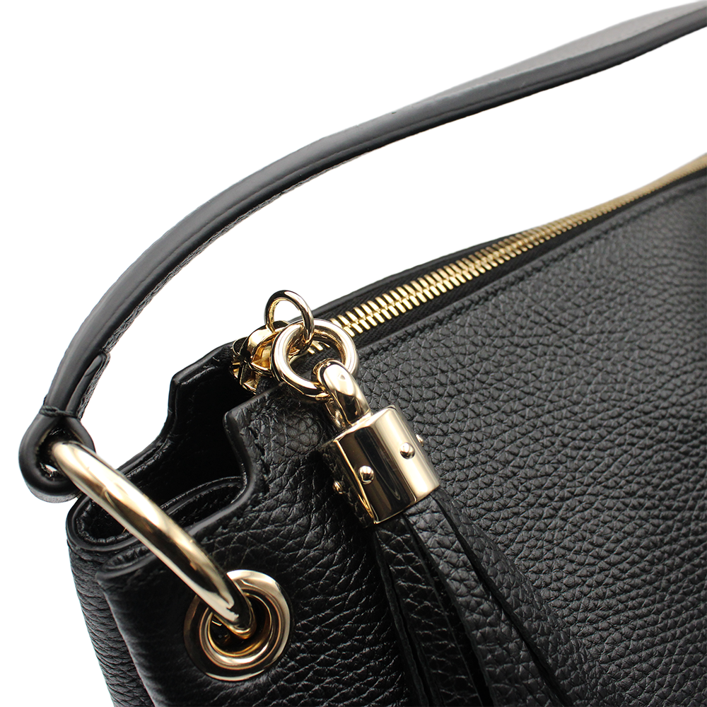 ソーホー フリンジ ショルダーバッグ 2WAY ワンショルダー セミショルダー レザー ブラック 黒 536194