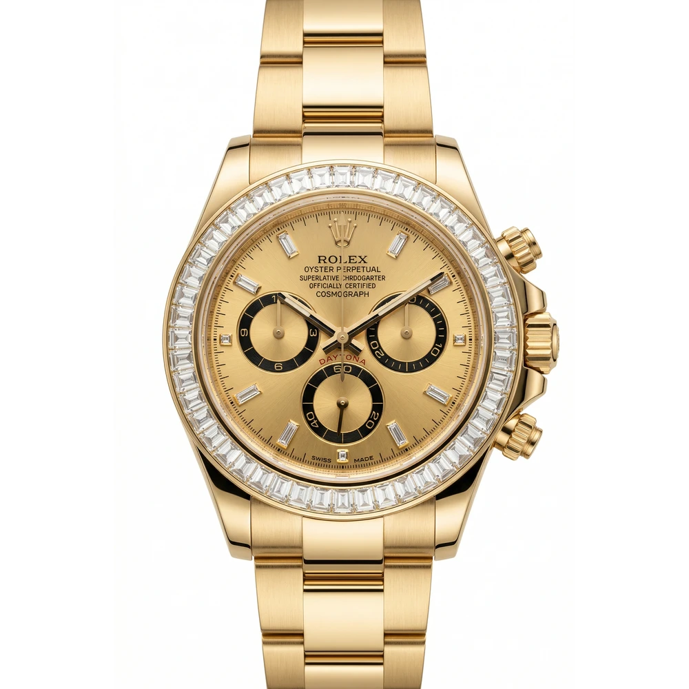 コスモグラフ デイトナ 126538TBR ゴールデン、ブライトブラックカウンターリング バゲットダイヤ